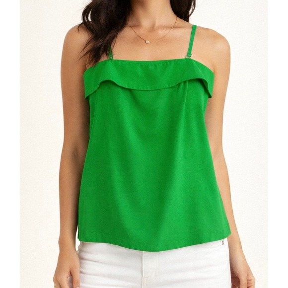 Olivaceous Tops - Olivaceous Chic Emerald Breeze Ruffle Tank Womens Size Small - Summer Staple